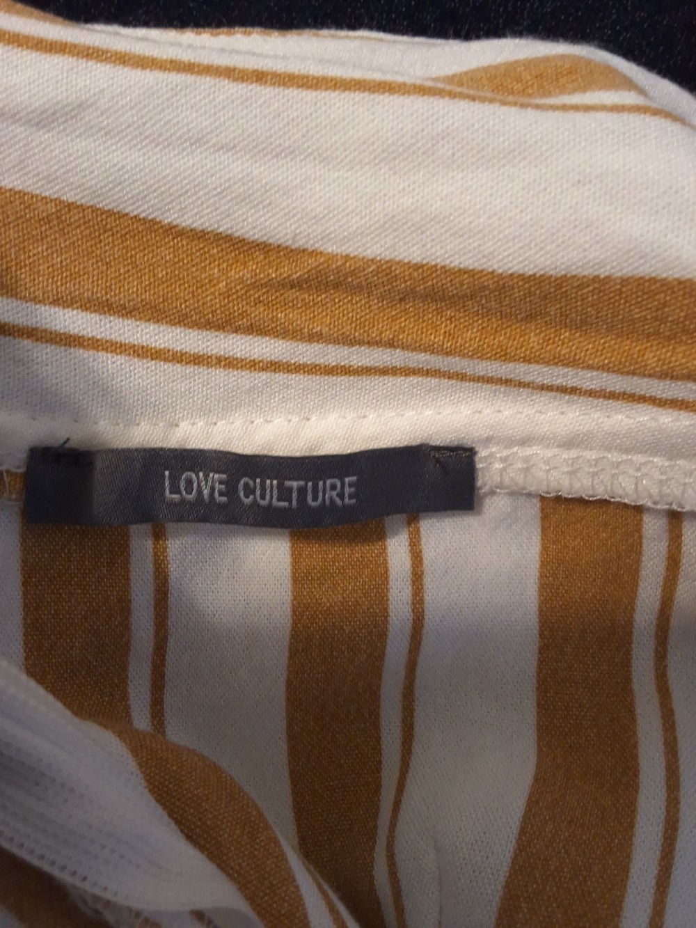 Love Culture Striped Wide-Leg Jumpsuit Size Small Mustard Gold White - Picture 5 of 9
